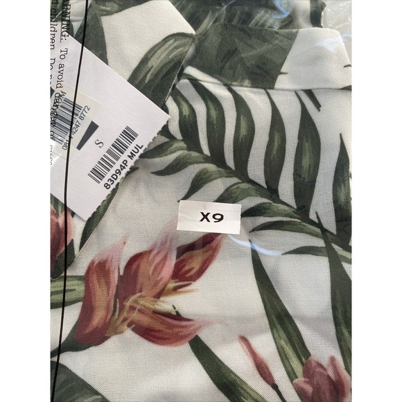 Topman Hawaiian Shirt Mens Size Small Short Sleeve Floral Green White Pink - Picture 11 of 11